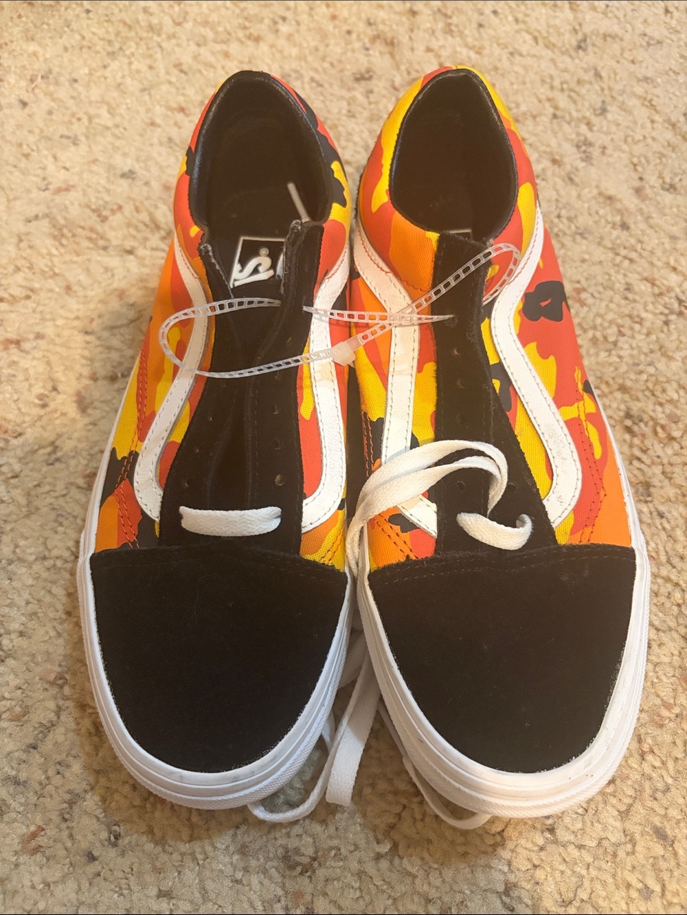 Vans Flame-Print Skate Sneakers - Black, Orange & Yellow